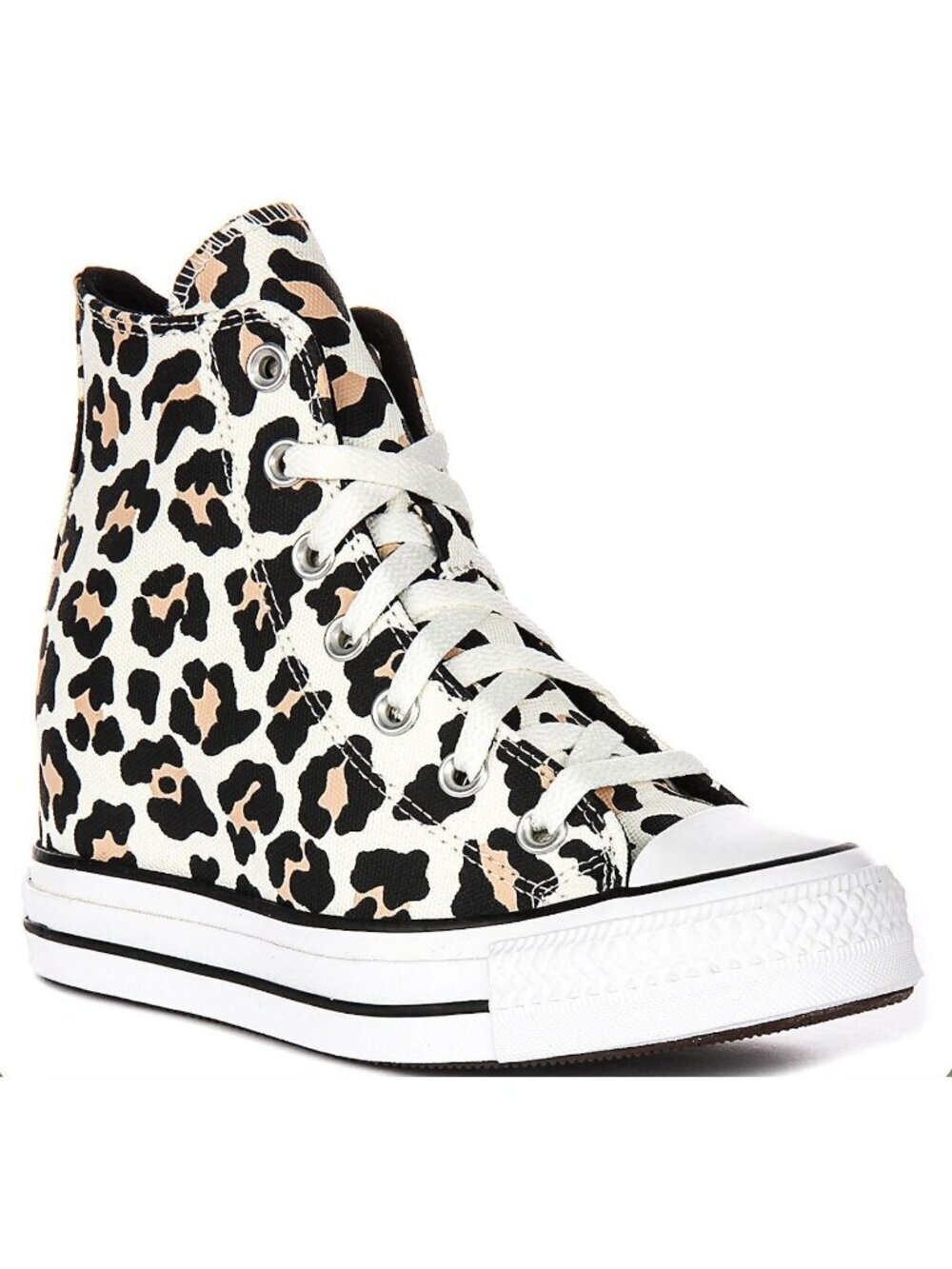 Converse  Womens Leopard Lift Platform Hi Top Sneakers Size 8.5 White SP EXC